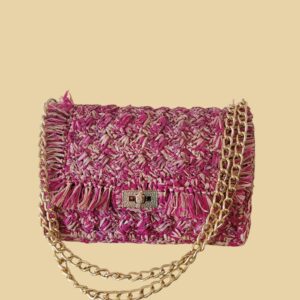 Sac à main fuchsia et naturel