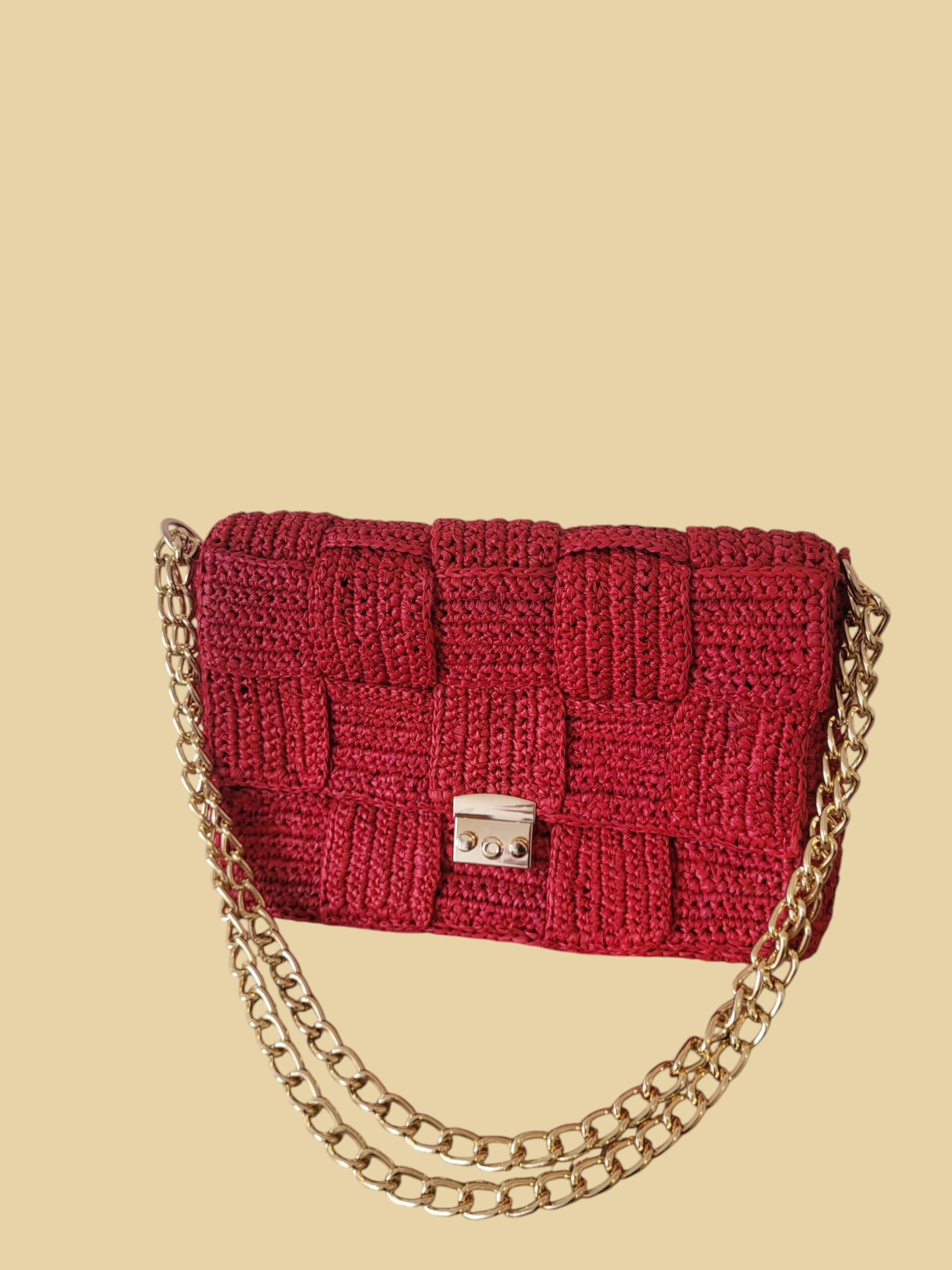 Sac à main rouge damier